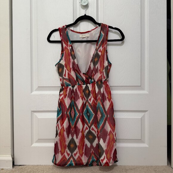 Women Forever 21 V Neck Bohemian Sleeveless Mini Dress in Multi Color Size Small - Picture 1 of 9